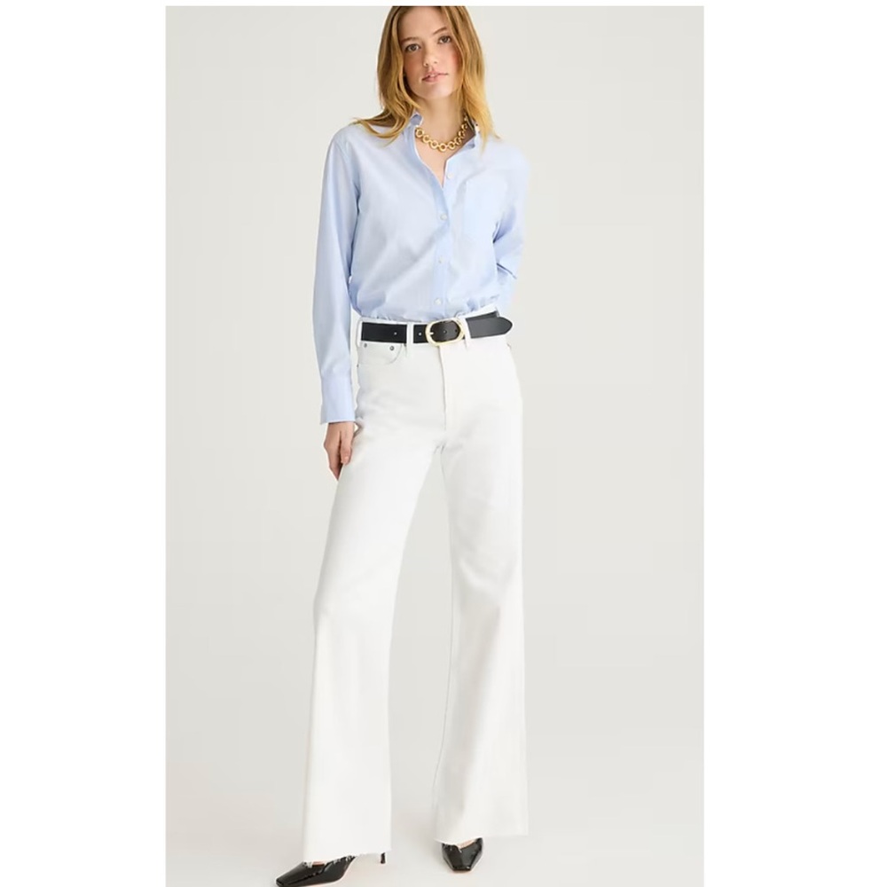 J. Crew White Flare Wide Leg Jeans